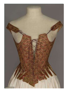 18th Century Beige Linen Corset With Lace up Front and Back