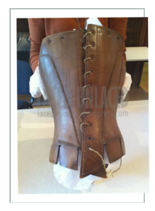 18th Century Beige Linen Corset With Lace up Front and Back