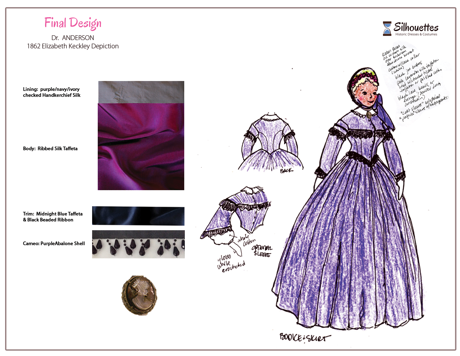 1861 – Elizabeth Keckley, Purple velvet day and evening dress